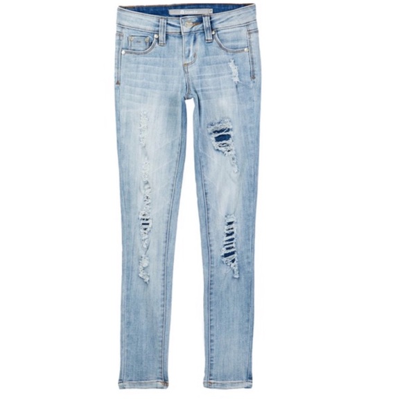 Tractr Light Blue Distressed Skinny Jeans - Picture 4 of 6